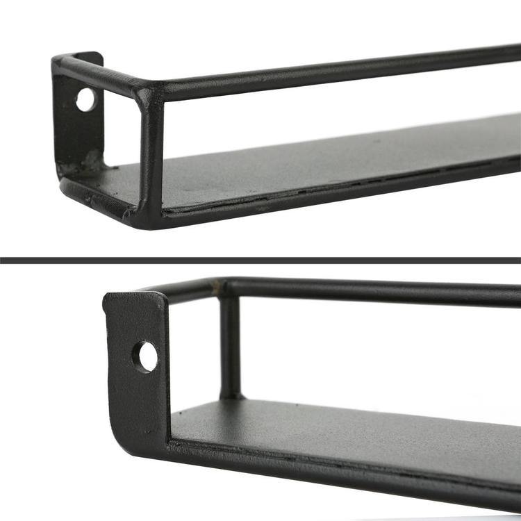 Black Metal Wall-Mounted Nail Polish & Essential Oils Shelves, Set of 3 - MyGift