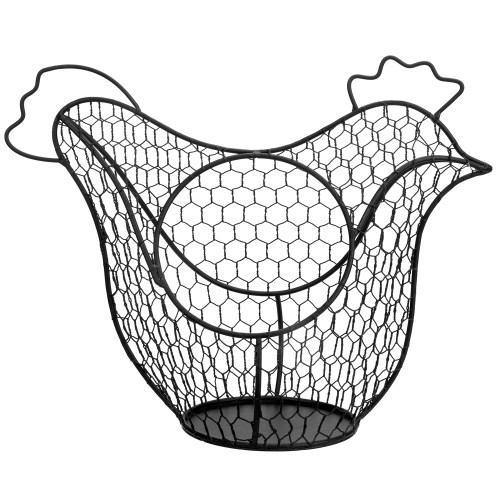 Black Metal Wire Chicken Design Egg Basket - MyGift