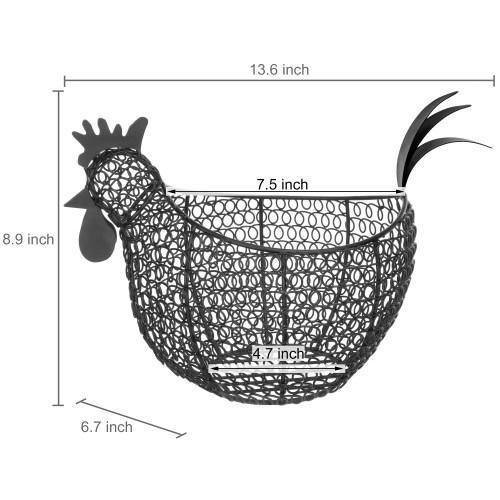 Black Metal Wire Chicken-Shaped Egg Storage Basket - MyGift