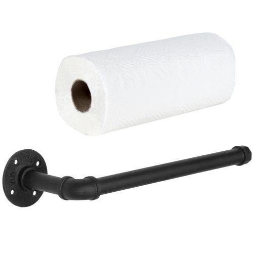 Black Wall-Mounted Industrial Pipe Paper Towel Holder - MyGift