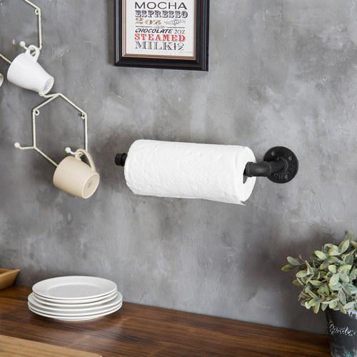 Black Wall-Mounted Industrial Pipe Paper Towel Holder – MyGift