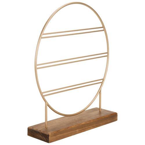 Brass Tone Metal & Burnt Wood Earring Holder - MyGift