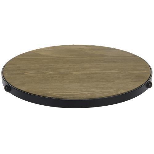 Brown Burnt Wood & Black Metal Rimmed Lazy Susan - MyGift