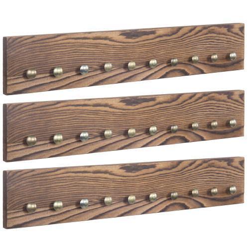 Brown Wood Wall Mounted Challenge Coin & Casino Chip Display Rack, Set of 3 - MyGift