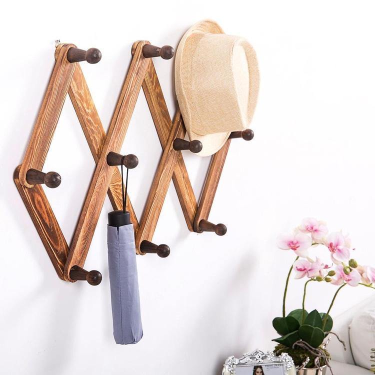 Burnt Wood Accordion Peg Coat Rack - MyGift