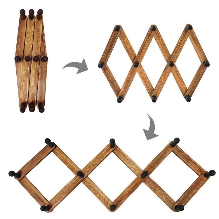 Burnt Wood Accordion Peg Coat Rack - MyGift