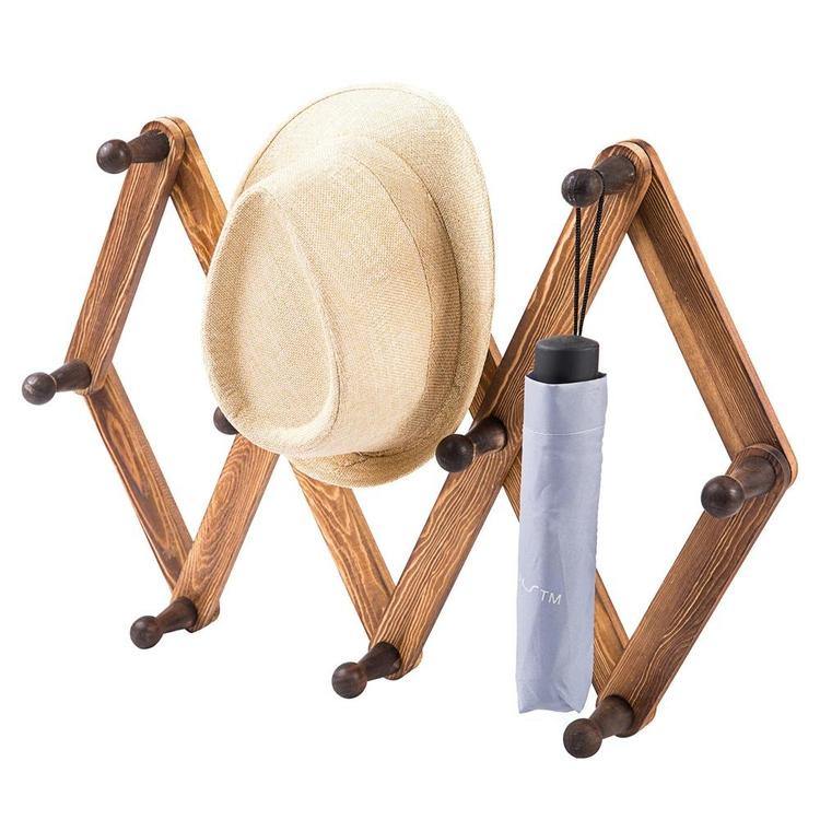 Burnt Wood Accordion Peg Coat Rack MyGift