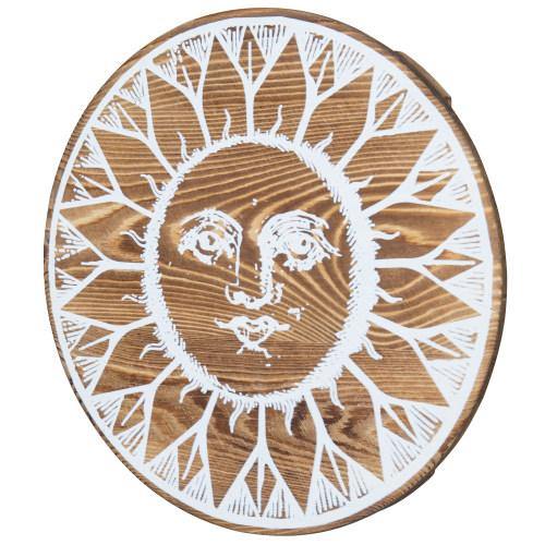 Burnt Wood Sun Face Wall Art Decor - MyGift