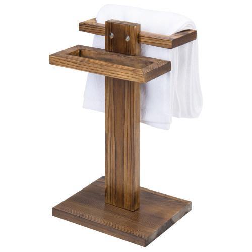 Burnt Wood Tabletop Hand Towel Holder Stand - MyGift