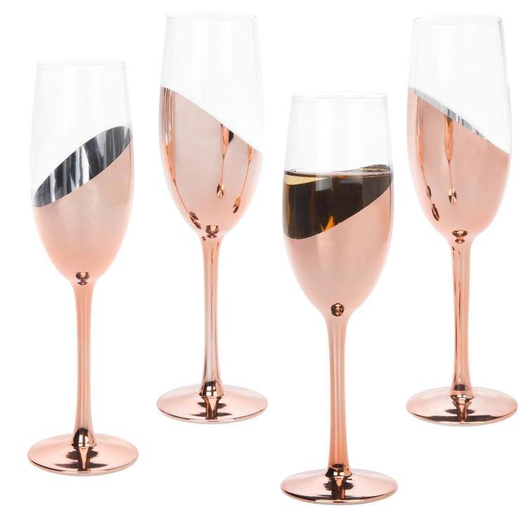 Champagne Flute Glasses in Rose Gold, Set of 4 - MyGift