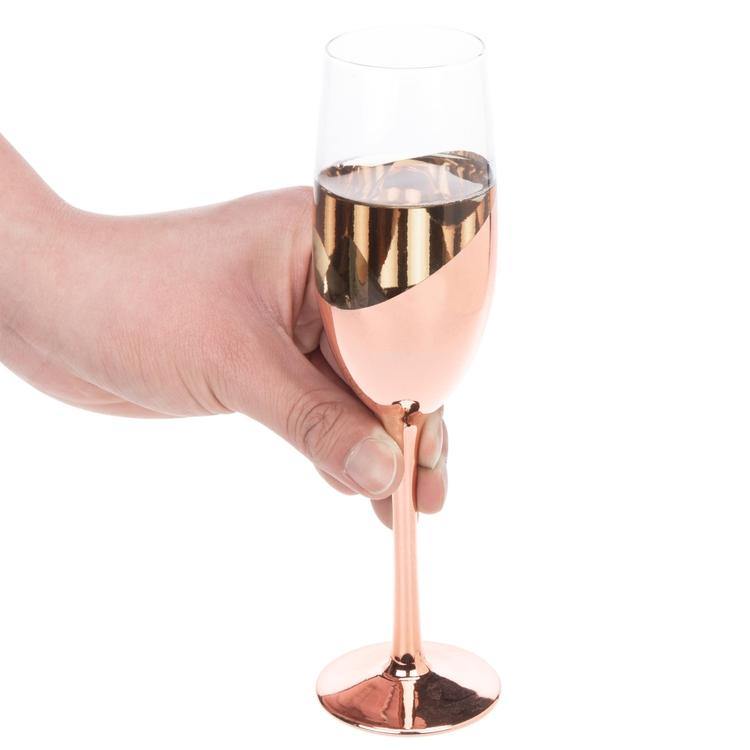 Champagne Flute Glasses in Rose Gold, Set of 4 - MyGift