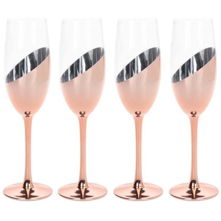 Champagne Flute Glasses in Rose Gold, Set of 4 - MyGift