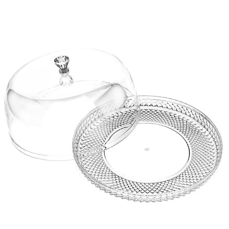 Clear Acrylic Cake Dessert Platter with Cloche Bell Cover