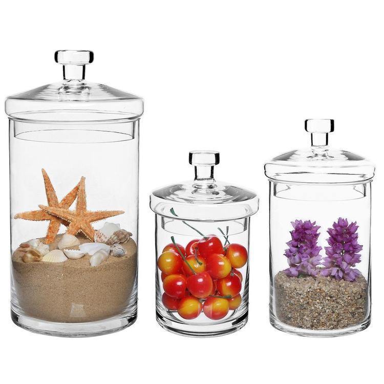 Clear Glass Farmhouse Decorative Jars, Set of 3 41048000122800 by