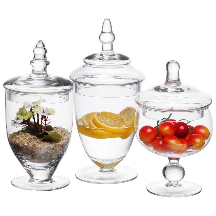 Clear Glass Apothecary / Wedding Centerpiece Jars, 3 Piece Set - MyGift