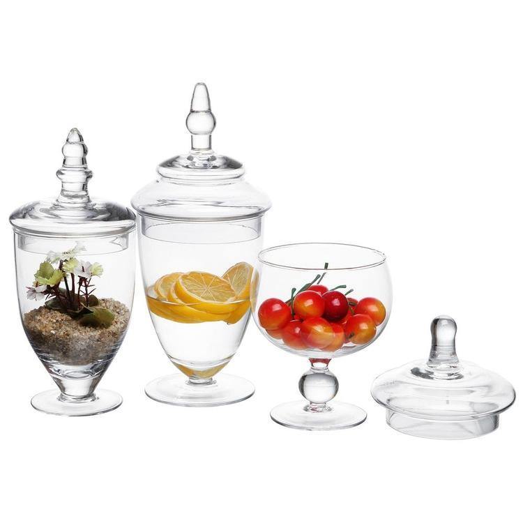 Clear Glass Apothecary / Wedding Centerpiece Jars, 3 Piece Set