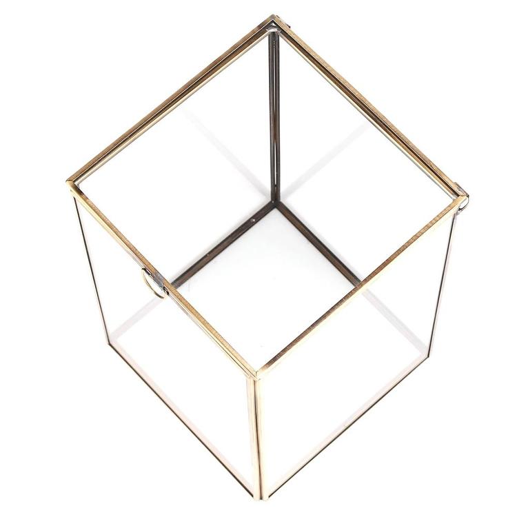 Clear Glass Plant Terrarium with Brass Metal Frame - MyGift Enterprise LLC