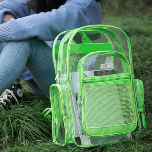 Clear Security Backpack with Florescent Green Trim