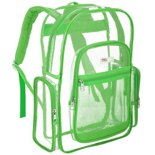 Clear Security Backpack with Florescent Green Trim