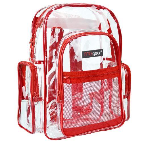 Clear Security School Backpack with Red Trim