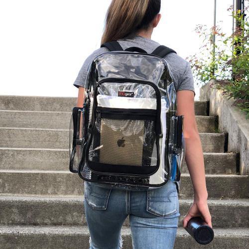 Clear Transparent PVC School Backpack with Black Trim - MyGift