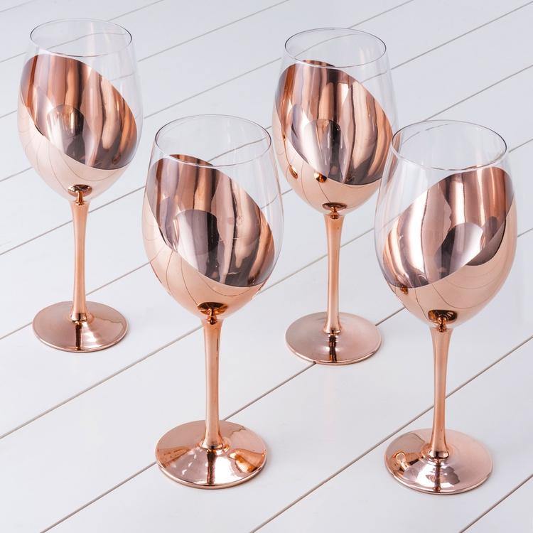 Copper-Dipped Wine Glasses, Set of 4