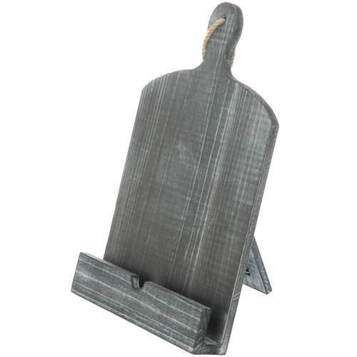 Cutting Board-Style Gray Wood Cookbook and Tablet Stand - MyGift