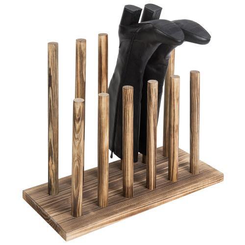 Dark Brown Wood Boot Storage Rack, For 6 Pairs - MyGift