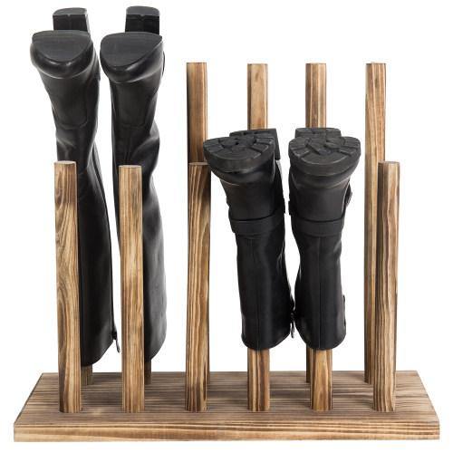 Dark Brown Wood Boot Storage Rack, For 6 Pairs - MyGift