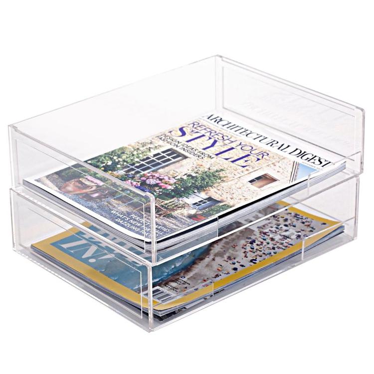 Deluxe Stacking Clear Acrylic Desktop Document Paper Trays, Set of 2 - MyGift Enterprise LLC