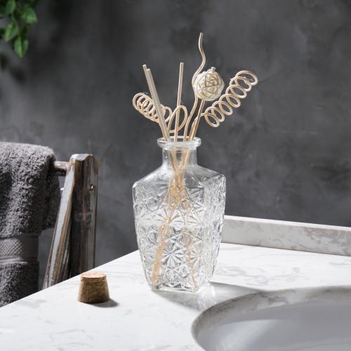 Diamond-Faceted Diffuser Bottles with Corked Lids, Set of 2