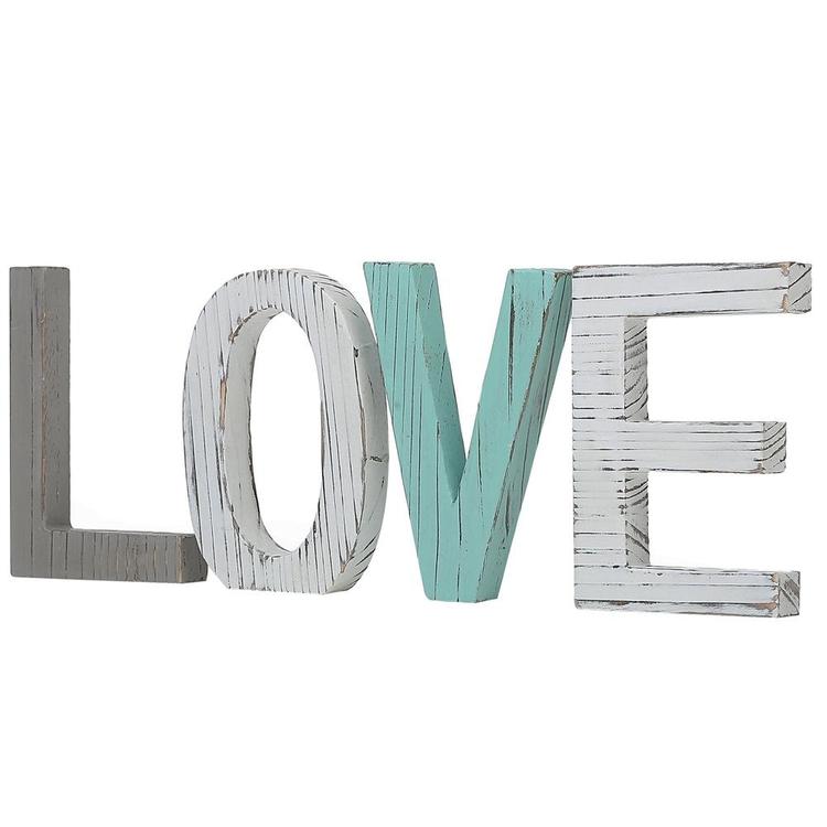 Distressed Wood Block LOVE Sign, Decorative Cutout Letters - MyGift Enterprise LLC