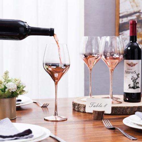 Electroplated Crystal Rose Gold Wine Glasses, Set of 4 - MyGift