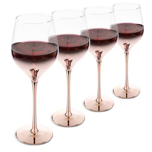 Electroplated Crystal Rose Gold Wine Glasses, Set of 4 - MyGift