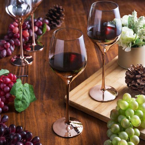 Electroplated Crystal Rose Gold Wine Glasses, Set of 4