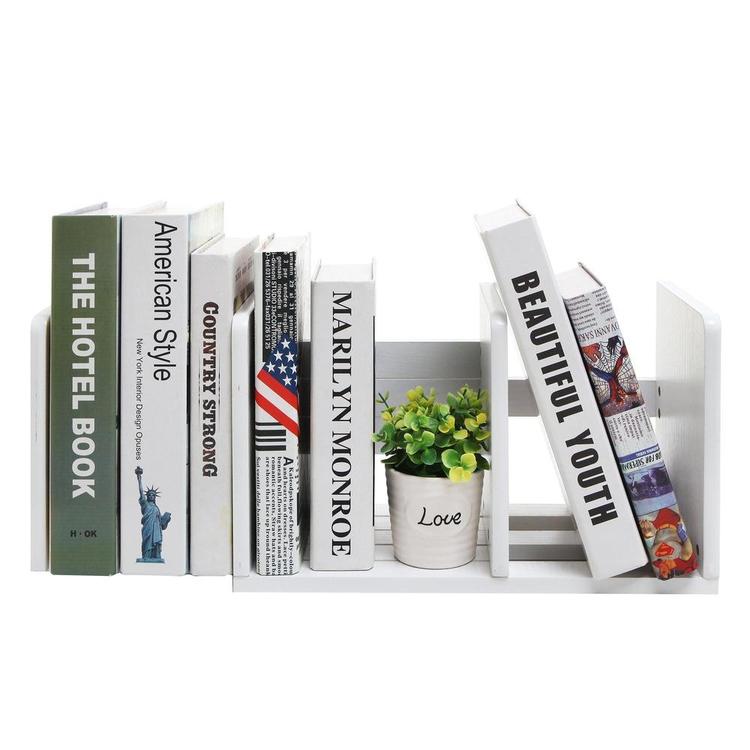 Expandable Wood Desktop Bookshelf, White - MyGift Enterprise LLC