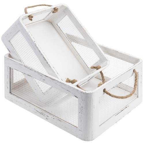 Farmhouse White Wood Storage Crates