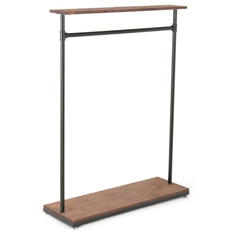 60-Inch Rustic Industrial Wood & Pipe Design Freestanding Garment Display Rack - MyGift Enterprise LLC