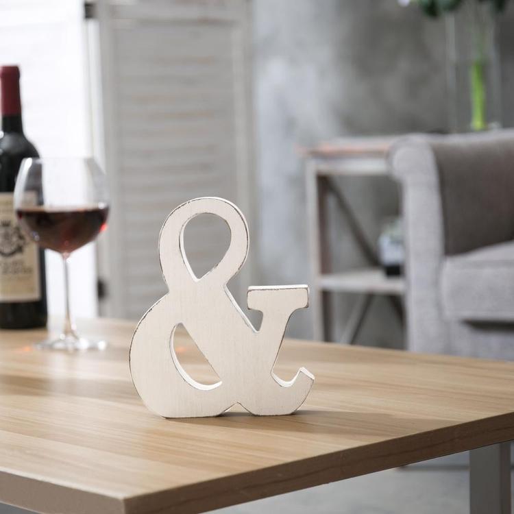 Vintage White Wood Ampersand Wall Decor / Freestanding Monogram - MyGift Enterprise LLC