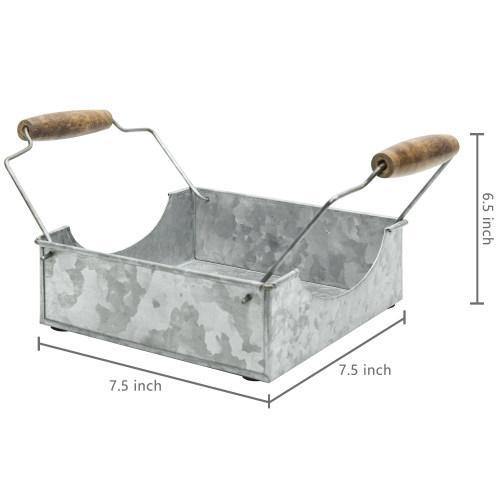 Galvanized Metal Napkin Holder with Wood Handles - MyGift