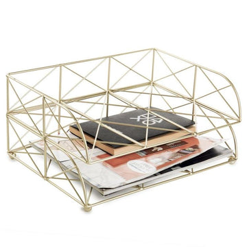 Geometric Light Gold File Document Letter Tray