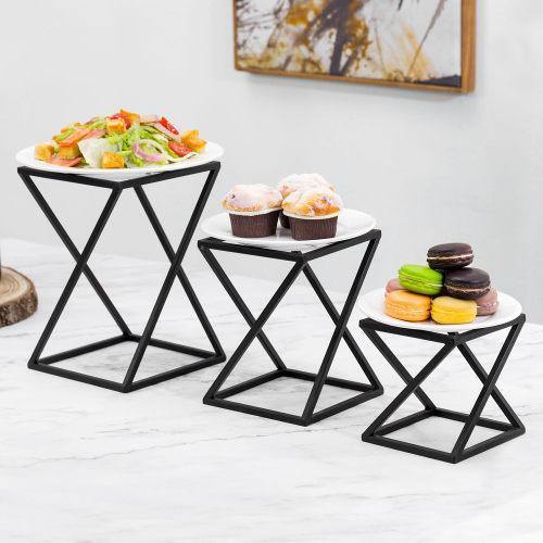 Geometric Matte Black Metal Pizza Display Riser Stands, Set of 3 - MyGift