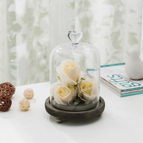 Glass Dome with Heart Handle & Gray Wooden Base - MyGift