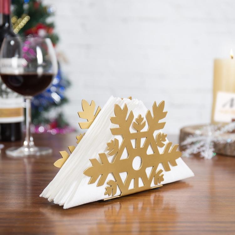 Gold Metal Snowflake Cutout Napkin Holder