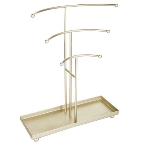 Gold-Tone Necklace Stand with Ring Tray