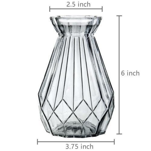 Gray Glass Diamond-Faceted Flower Vases, Set of 2 - MyGift