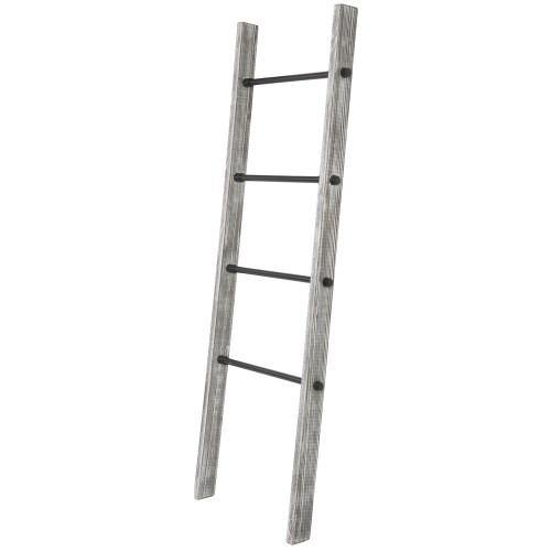 Gray on White Wood & Metal Towel Ladder - MyGift