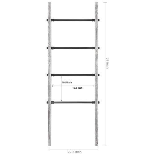 Gray on White Wood & Metal Towel Ladder - MyGift