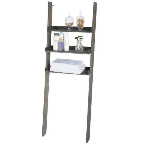 Gray Wood Over-The-Toilet Ladder Shelf - MyGift