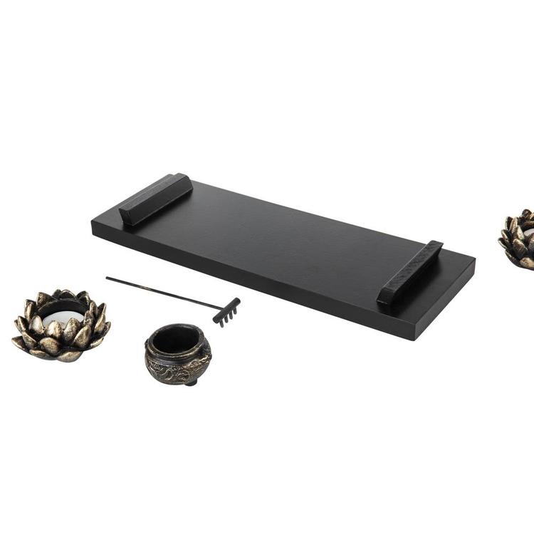 Home Zen Garden Set - Buddha Statue / Lotus Tea Light Candle Holder / Incense Burner Holder - MyGift Enterprise LLC